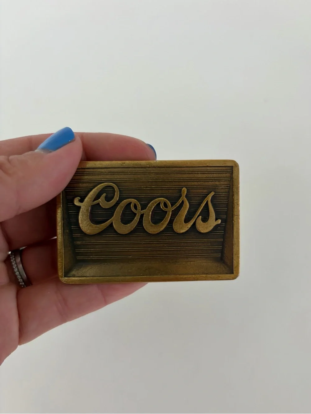 Coors Vintage Brass-Tone Script Logo Beer Advertising Belt Buckle